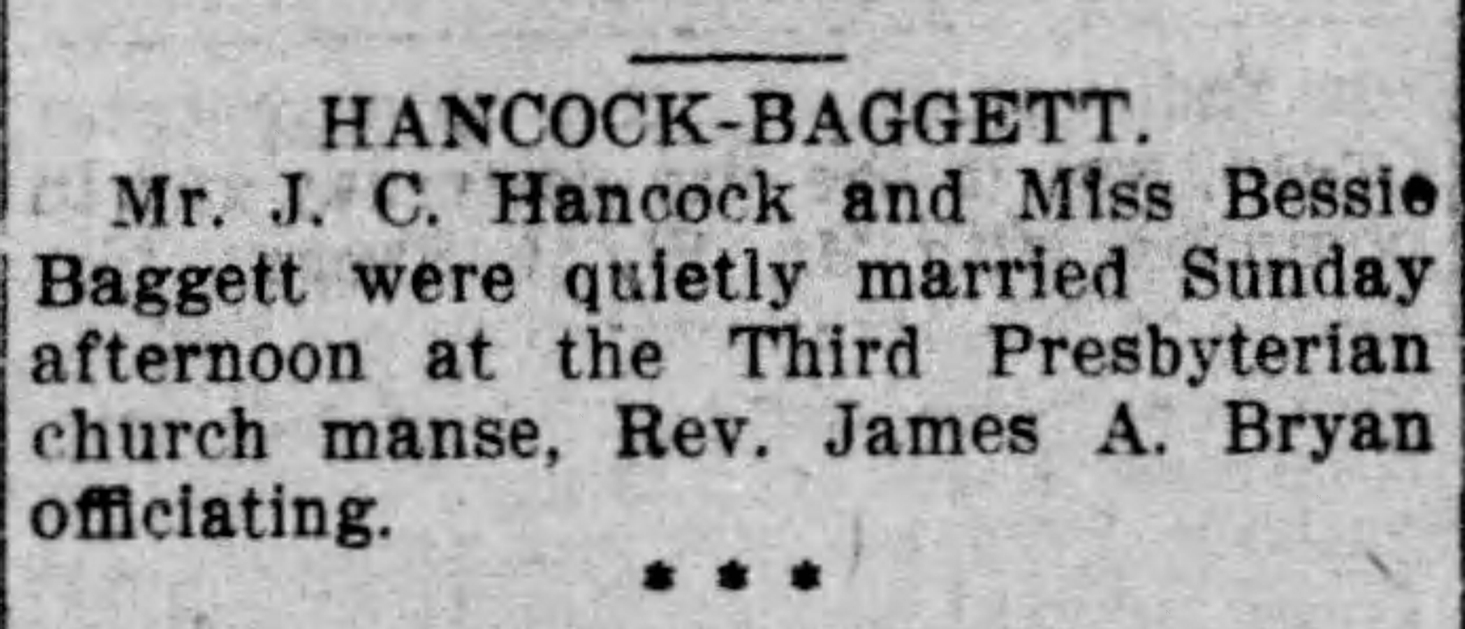 J.C. Hancock-Bessie Baggett